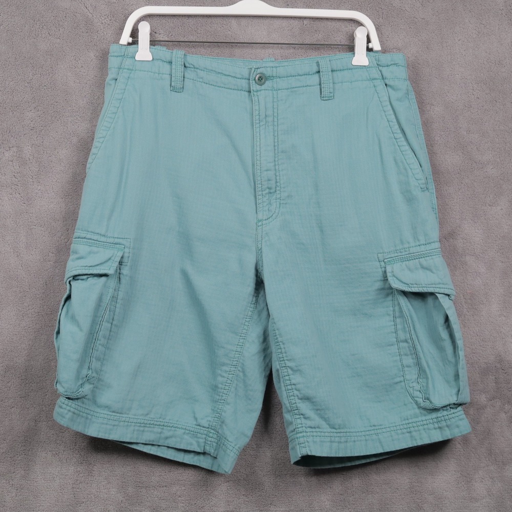 CARIBBEAN Cotton Cargo‎ Shorts Outdoor Gorpcore Vacation Cruise Teal Green Sz 34